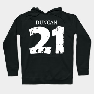 Tim Duncan Black Distressed Jersey Number 21 D9 SASTD2 Hoodie